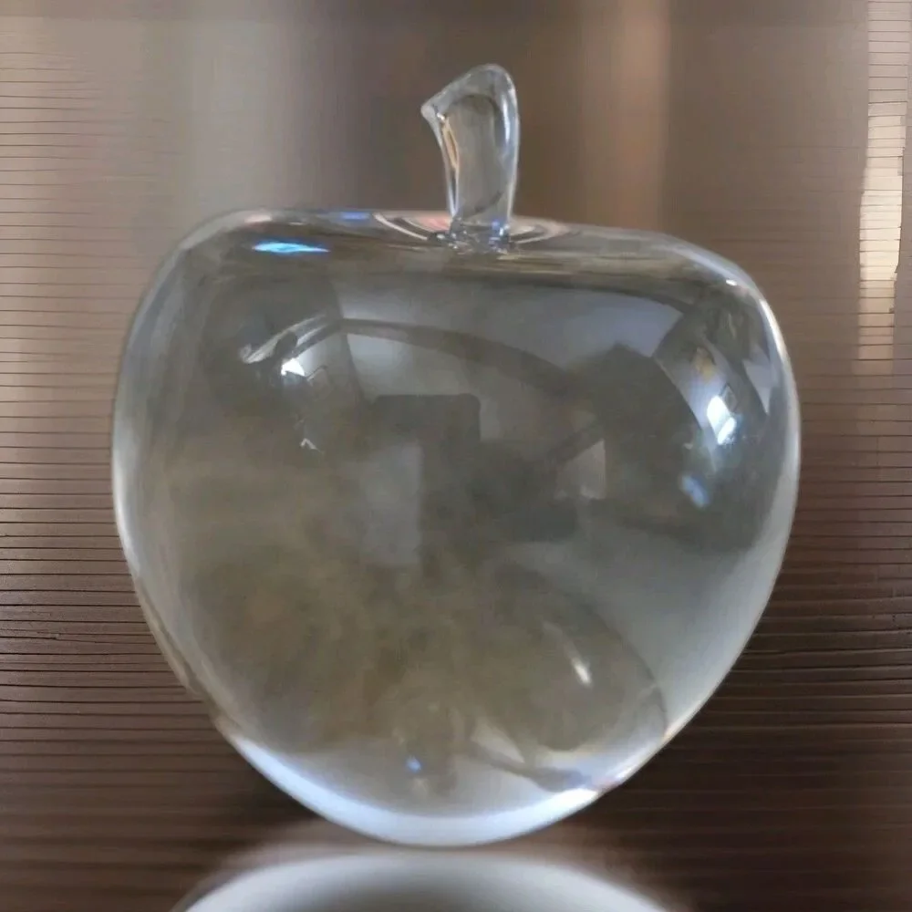 APPLE Ultra Clear Glass PAPERWEIGHT Smooth Pontil Heavyweight Gift